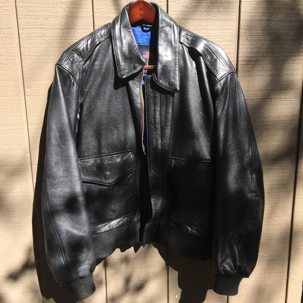 US Wings Mens M Black Leather jacket